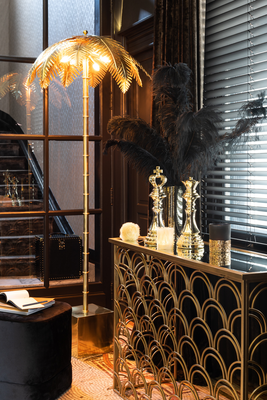 Vloerlamp Kokosbladeren staal Goud