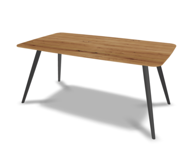 They &amp; Me eettafel Joy – bootsvorm – eiken rustiek lak– onderstel RAL9017 verkeerszwart