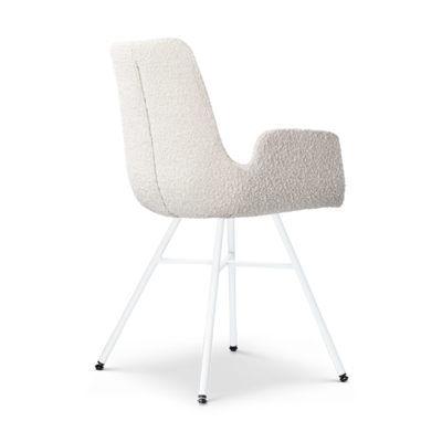 Stoffen eetkamerstoel Noa-Eef wit onderstel