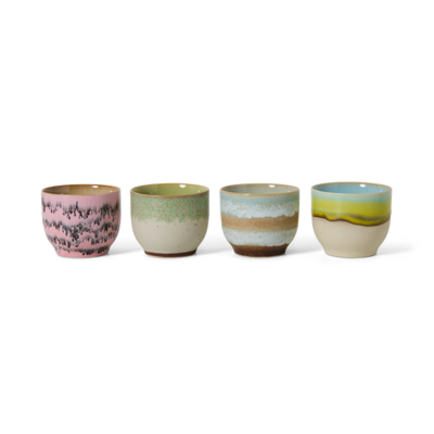 70s ceramics: café cups, deco (set of 4)