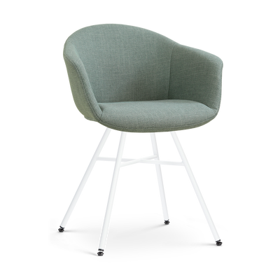 Eetkamerstoel Noa-Otis wit onderstel met armleuningen