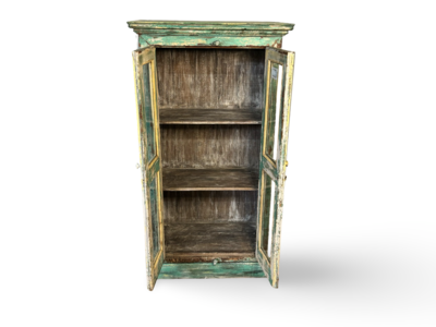 Glaskast 2 deur turquoise uniek