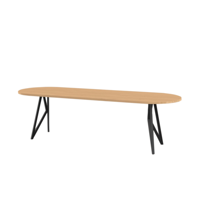 Studio HENK tafel Butterfly Plat ovaal - zwart frame, hardwax light 3041