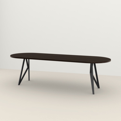 Studio HENK tafel Butterfly Plat ovaal - zwart frame, gerookte beits