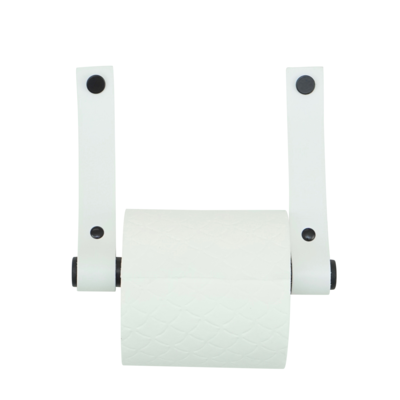 Leren toiletrolhouder (roldrager: zwart metaal)