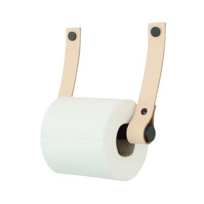 Leren toiletrolhouder (roldrager: zwart metaal)