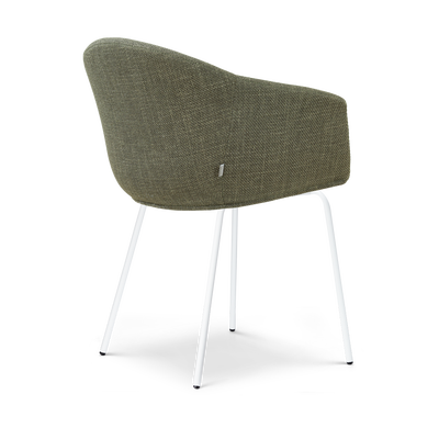 Eetkamerstoel Nora-Otis gestoffeerd - wit onderstel - met armleuningen