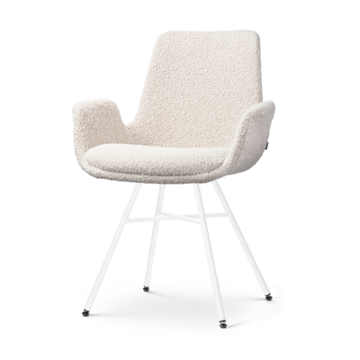 Stoffen eetkamerstoel Noa-Eef wit onderstel