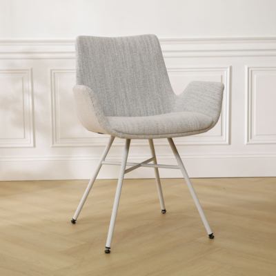 Stoffen eetkamerstoel Noa-Eef wit onderstel