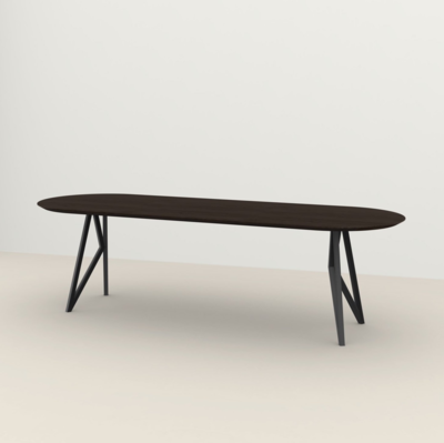 Studio HENK tafel Butterfly Plat ovaal - zwart frame, gerookte beits