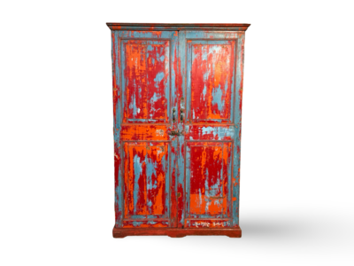 Kast 2 deur rood/oranje/blauw uniek