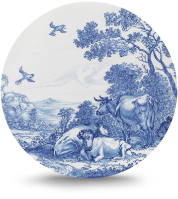 Rond schilderij aluminium Delfts blauwe borden