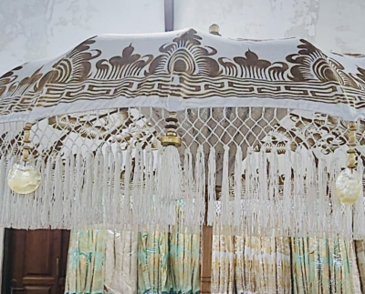 Ibiza parasol Boho wit/goud