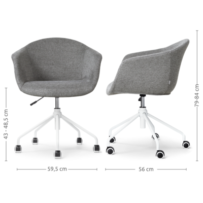 Nout-Otis bureaustoel wit onderstel - Gestoffeerde zitting met armleuningen