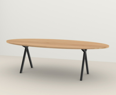Studio HENK tafel Slim X-type Ovaal, zwart frame - Smart Collectie