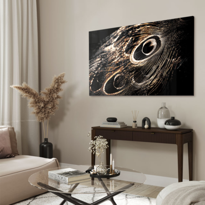 Walljar acrylglas schilderij - Peacock Feathers