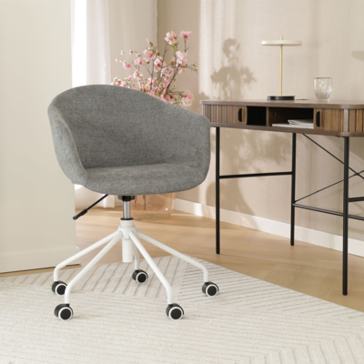 Nout-Otis bureaustoel wit onderstel - Gestoffeerde zitting met armleuningen