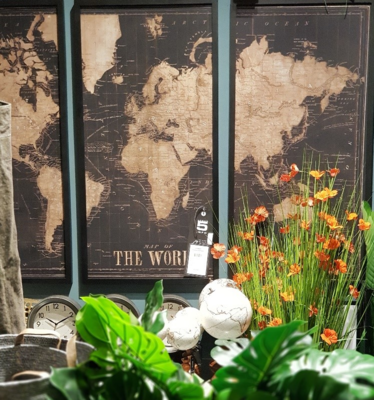 Houten Wereldkaart 3 panelen