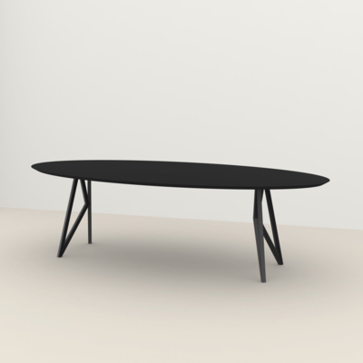 Studio HENK tafel Butterfly Ovaal - zwart frame, HPL Fenix nero ingo