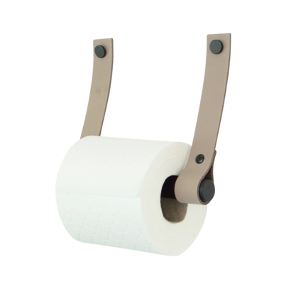 Leren toiletrolhouder (roldrager: zwart metaal)