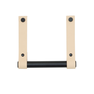 Leren toiletrolhouder (roldrager: zwart metaal)