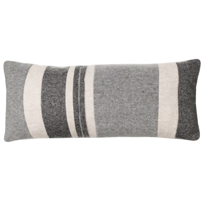 Kussen wol streep kiezel grijs