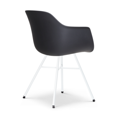 Eetkamerstoel Noa-Puk wit onderstel - met armleuningen