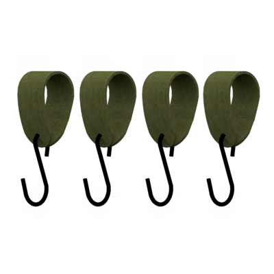 S-haakje Zwart + leren hanger - Maat M - set van 4