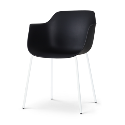 Eetkamerstoel Nora-Puk wit onderstel - met armleuningen