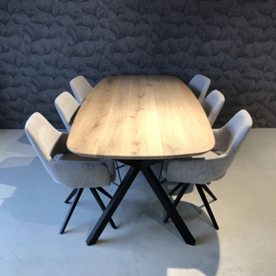 Firma Hout &amp; Staal Eettafel Deens ovaal | xy schuin | matte lak
