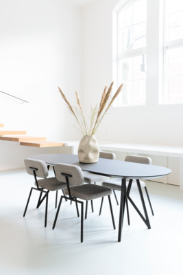 Studio HENK tafel Butterfly Rond QuadpodXL - zwart frame, HPL Fenix nero ingo