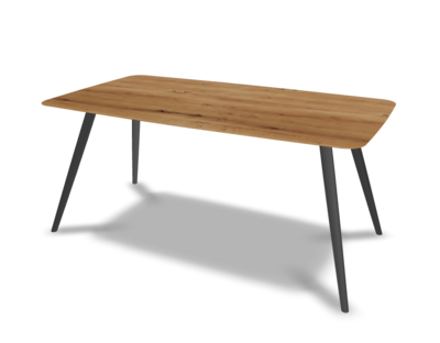 They &amp; Me eettafel Joy – bootsvorm – eiken rustiek lak– onderstel RAL9017 verkeerszwart