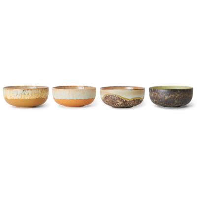 HKliving Tapas Bowls 70's Ceramics - Set van 4