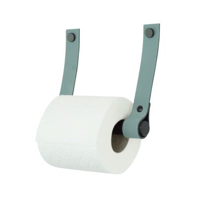 Leren toiletrolhouder (roldrager: zwart metaal)