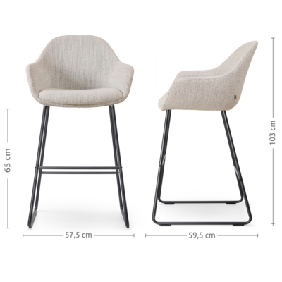 Barkruk Nino-Mae zwart onderstel - 65 cm