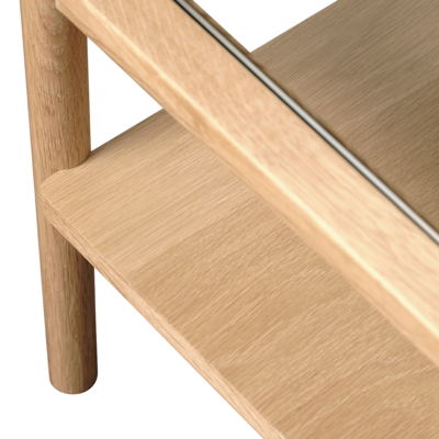 Salontafel Boris eikenhout met glazen tafelblad