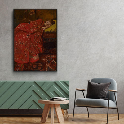 Walljar canvas schilderij - Breitner - Meisje In Rode Kimono