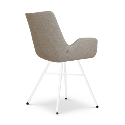 Stoffen eetkamerstoel Noa-Eef wit onderstel