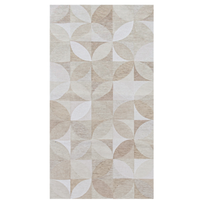 Vloerkleed Rondo beige grafisch met abstract bladerpatroon