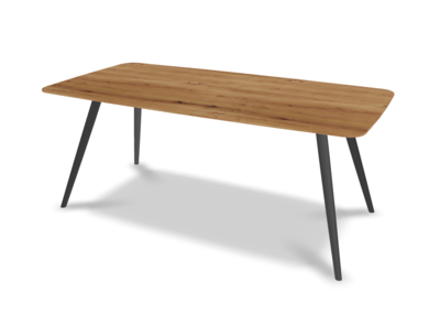 They &amp; Me eettafel Joy – bootsvorm – eiken rustiek lak– onderstel RAL9017 verkeerszwart