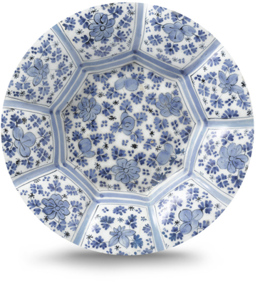 Rond schilderij aluminium Delfts blauwe borden