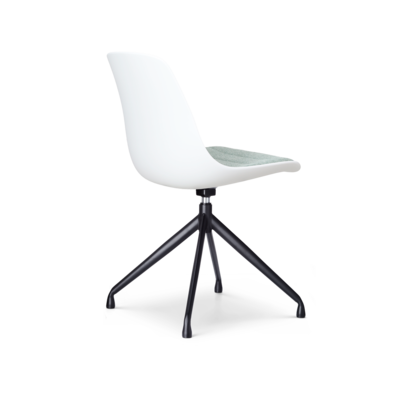 Draaibare eetkamerstoel Nola-Liv wit - zwart onderstel (incl. zitkussen)