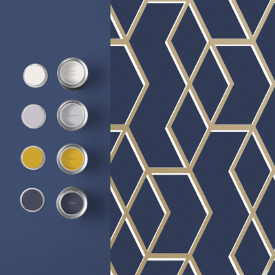 Graham &amp; Brown  vliesbehang  Archetype Navy Gold