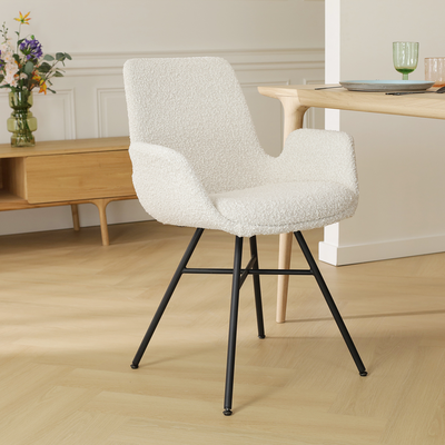 Stoffen eetkamerstoel Noa-Eef - zwart onderstel