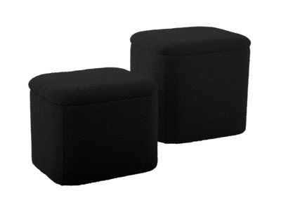 Poef set Ada opbergbouclé, set van 2 stuks
