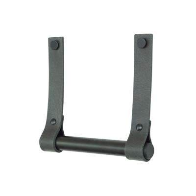 Leren toiletrolhouder (roldrager: zwart metaal)