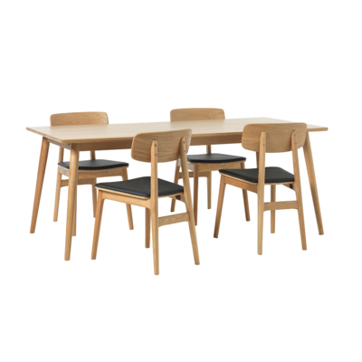 Eetkamerstoel Lana hout met kunstleer