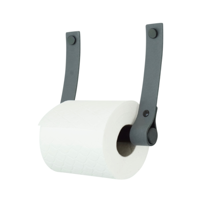 Leren toiletrolhouder (roldrager: zwart metaal)