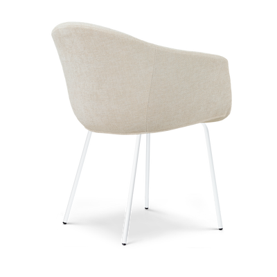 Eetkamerstoel Nora-Otis gestoffeerd - wit onderstel - met armleuningen