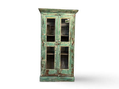 Glaskast 2 deur turquoise uniek